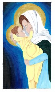 Mary with Baby Jesus 
Elizabeth Schuster 
Acrylic on Canvas  
8th Grade